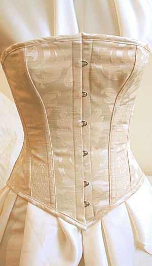 Dark cream brocade steel boned corset